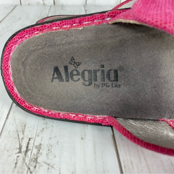 Alegria Karmen Womens Full Rocker Sandals Size 9 Pink Leather 39 EU Snakeskin - Picture 9 of 10